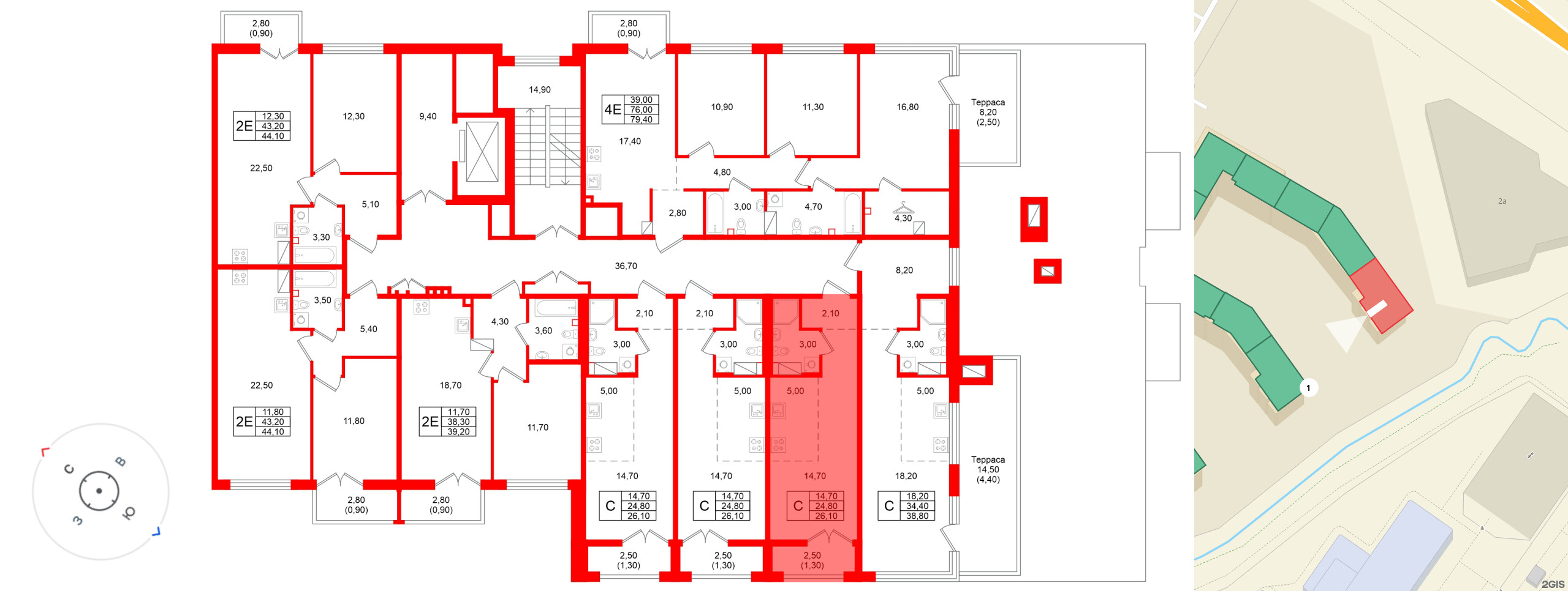 Квартира в ЖК «Кронунг Юг», студия, 26.1 м², 5 этаж