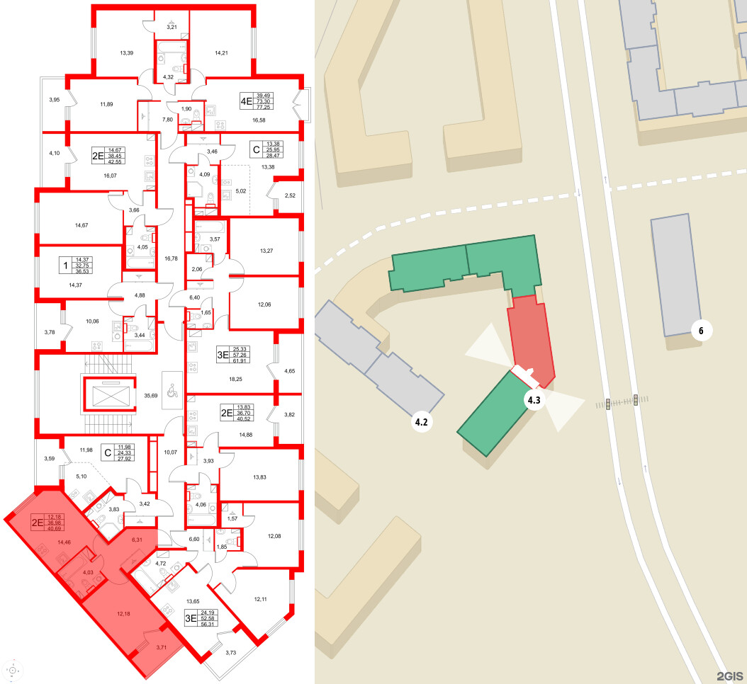 Квартира в ЖК Любоград, 1 комнатная, 40.69 м², 4 этаж