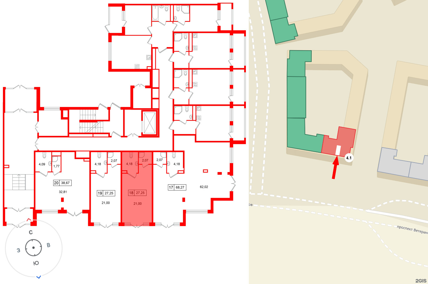 Помещение в ЖК «Дворцовый фасад╗, 27.25 м², 1 этаж