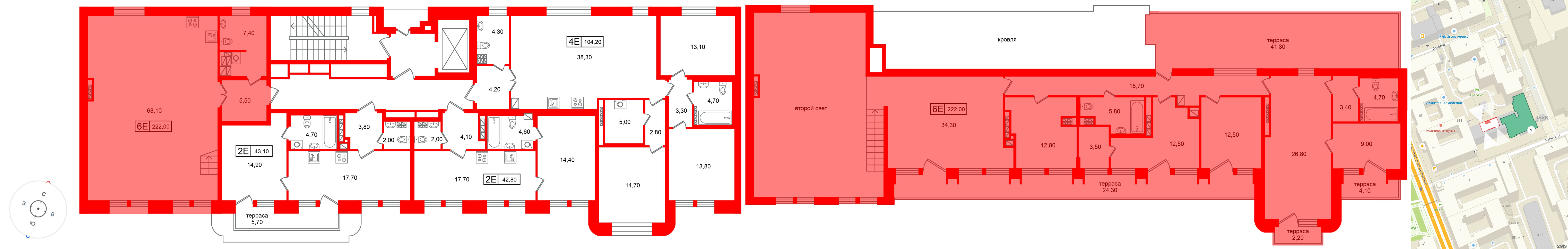 Квартира в ЖК Коллекционер, 5 комнатная, 222 м², 6 этаж