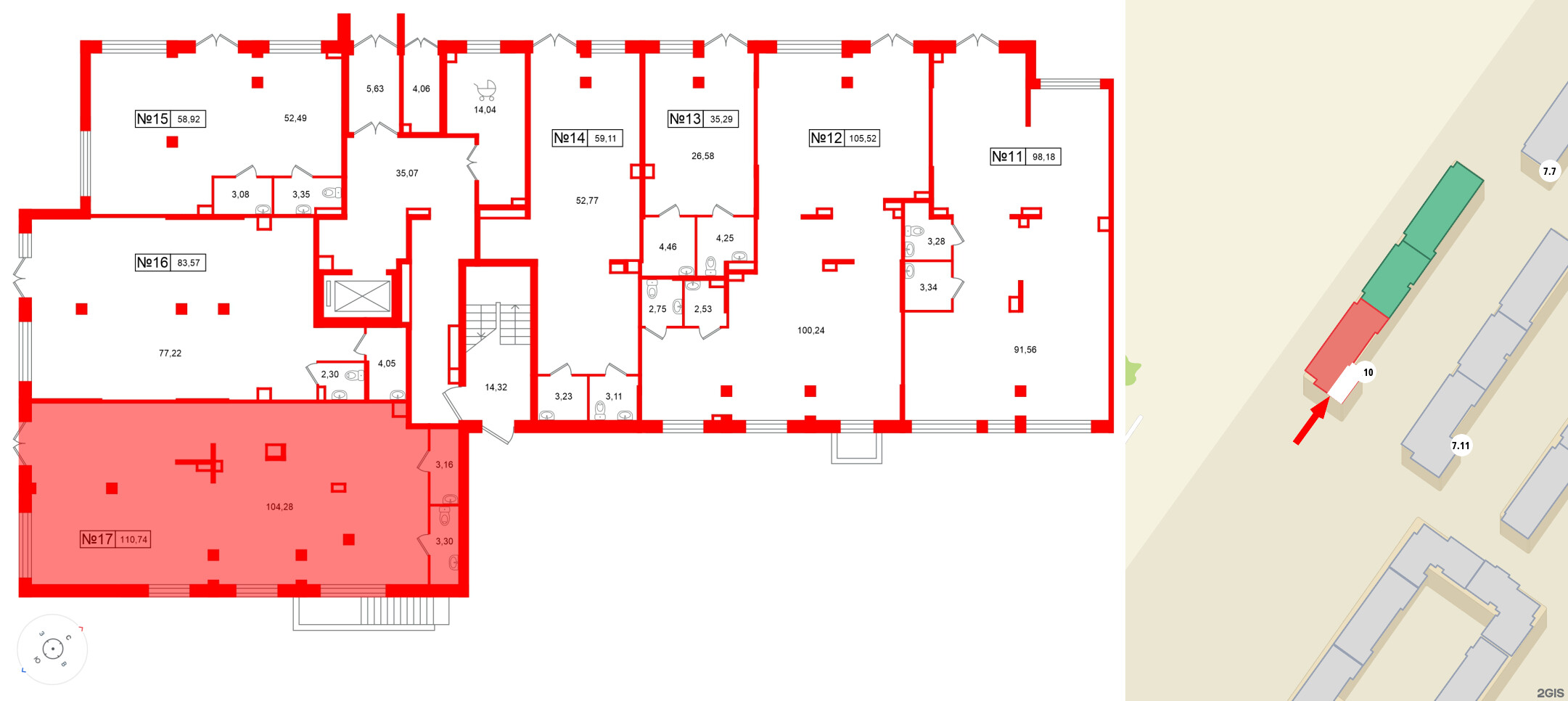 Помещение в ЖК Парадный ансамбль, 110.74 м², 1 этаж
