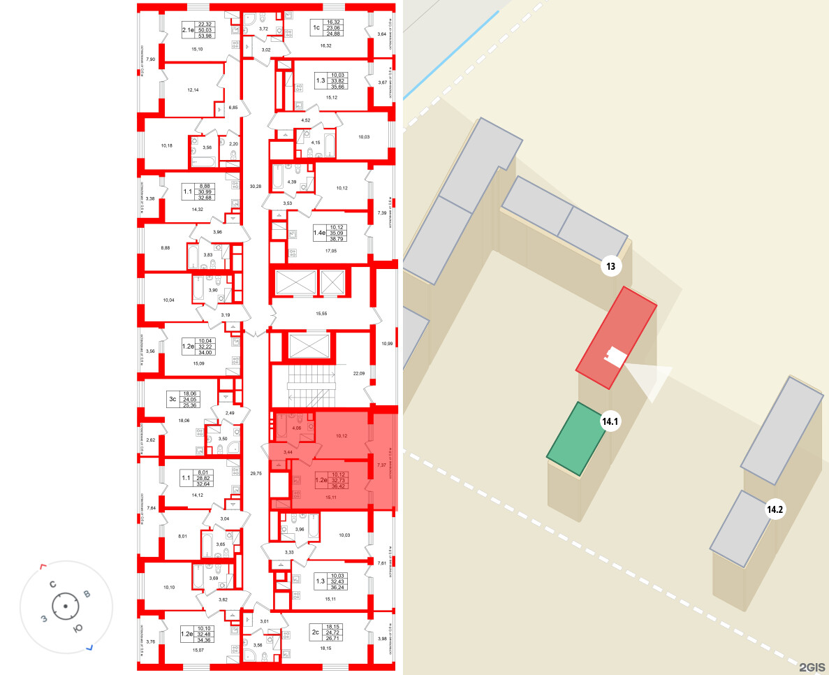 Квартира в ЖК «Город звёзд», 1 комнатная, 32.73 м², 21 этаж