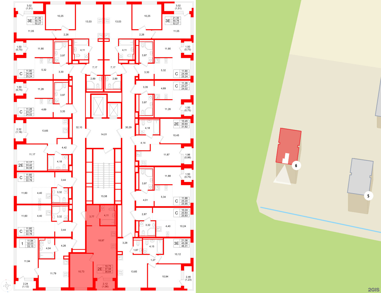 Квартира в ЖК GloraX Новоселье, 1 комнатная, 38.64 м², 4 этаж