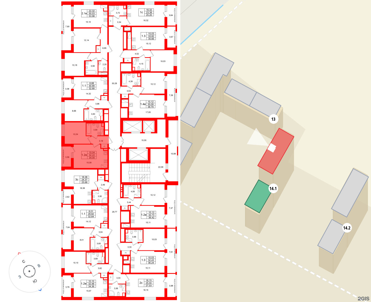 Квартира в ЖК «Город звёзд», 1 комнатная, 32.22 м², 18 этаж