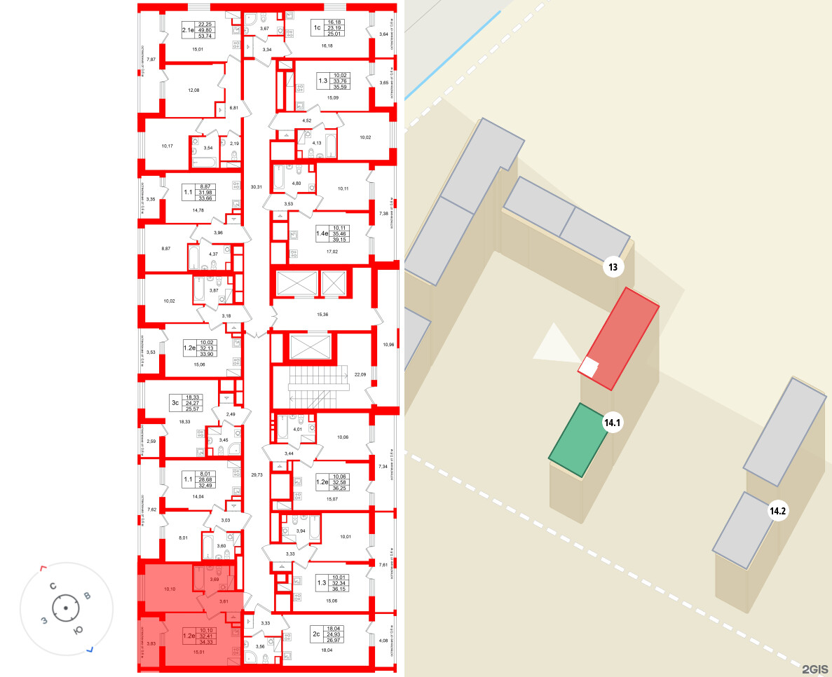 Квартира в ЖК «Город звёзд», 1 комнатная, 32.41 м², 2 этаж