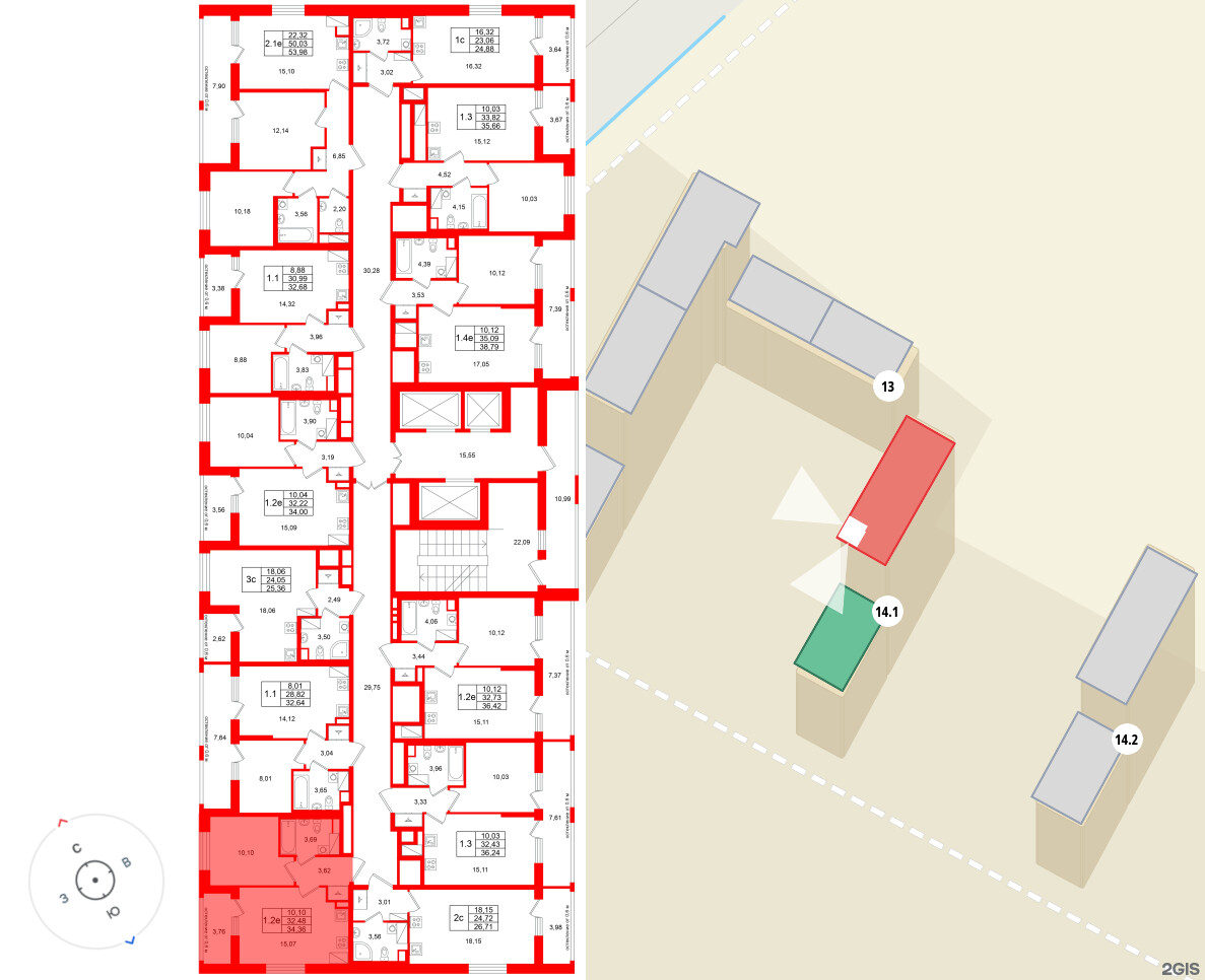 Квартира в ЖК «Город звёзд», 1 комнатная, 32.48 м², 20 этаж