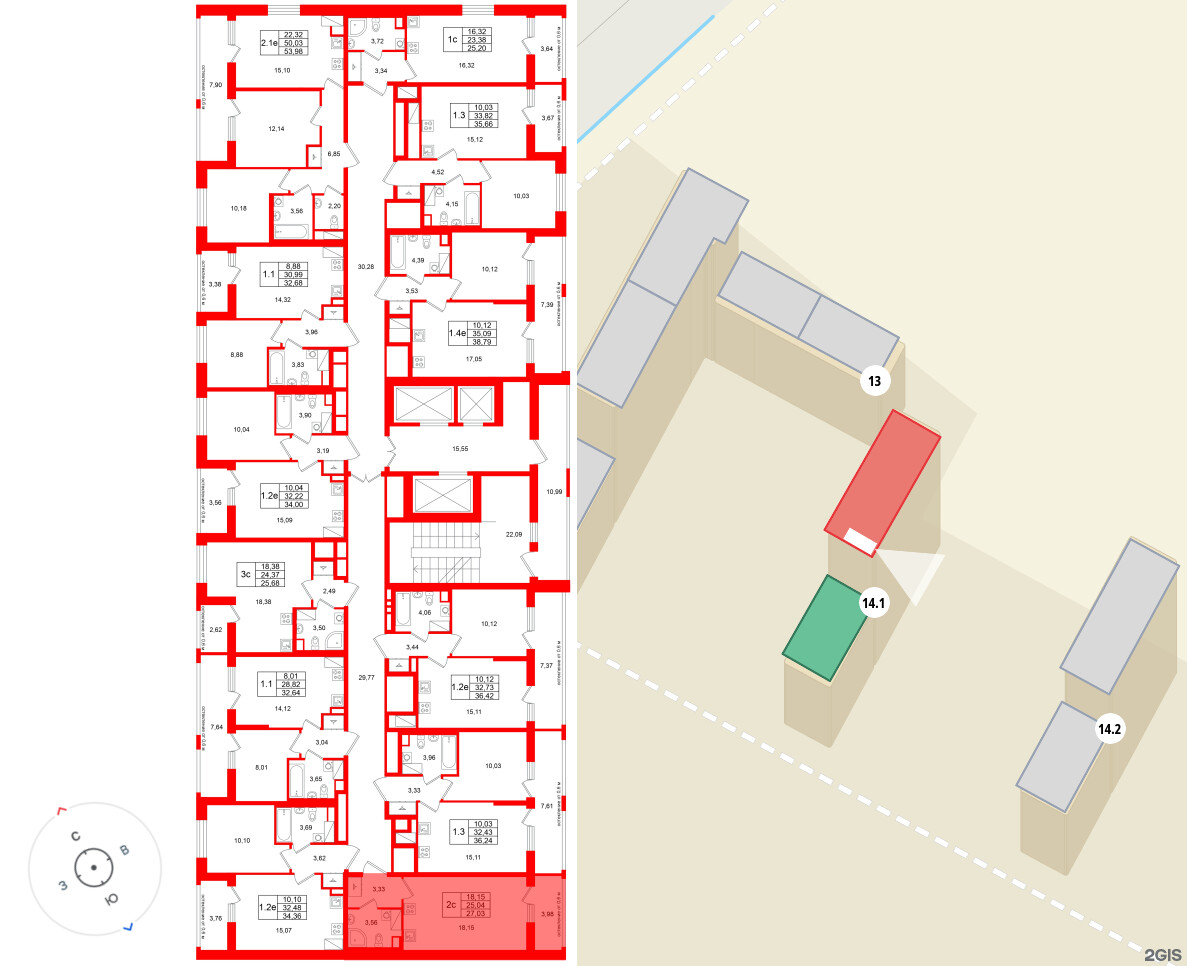 Квартира в ЖК «Город звёзд», студия, 25.04 м², 13 этаж