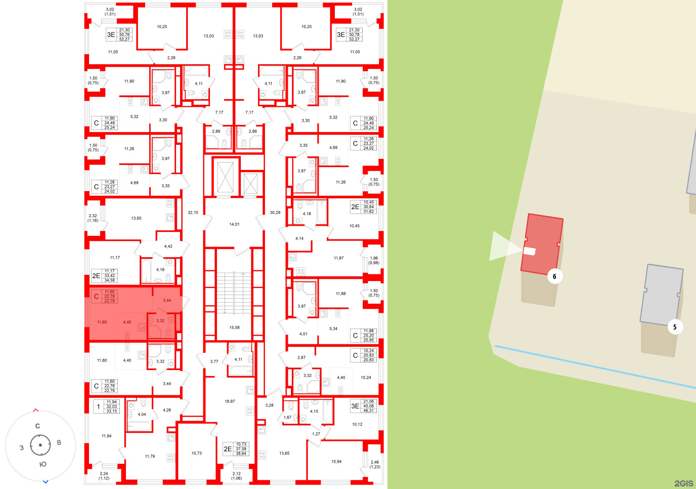 Квартира в ЖК «Новоселье», студия, 22.76 м², 2 этаж