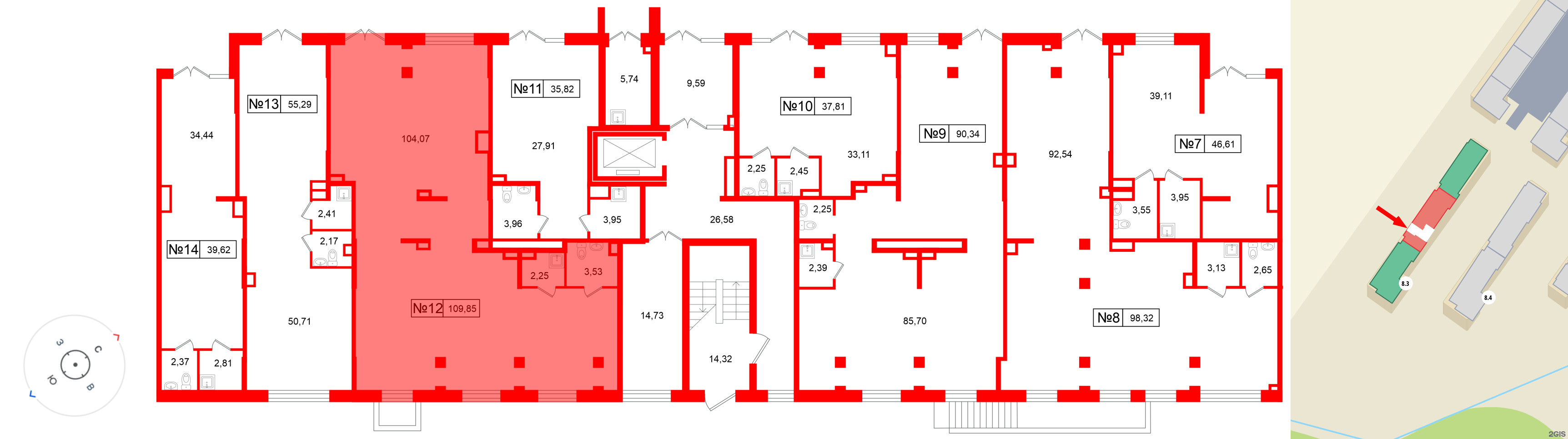 Помещение в ЖК Парадный ансамбль, 109.85 м², 1 этаж