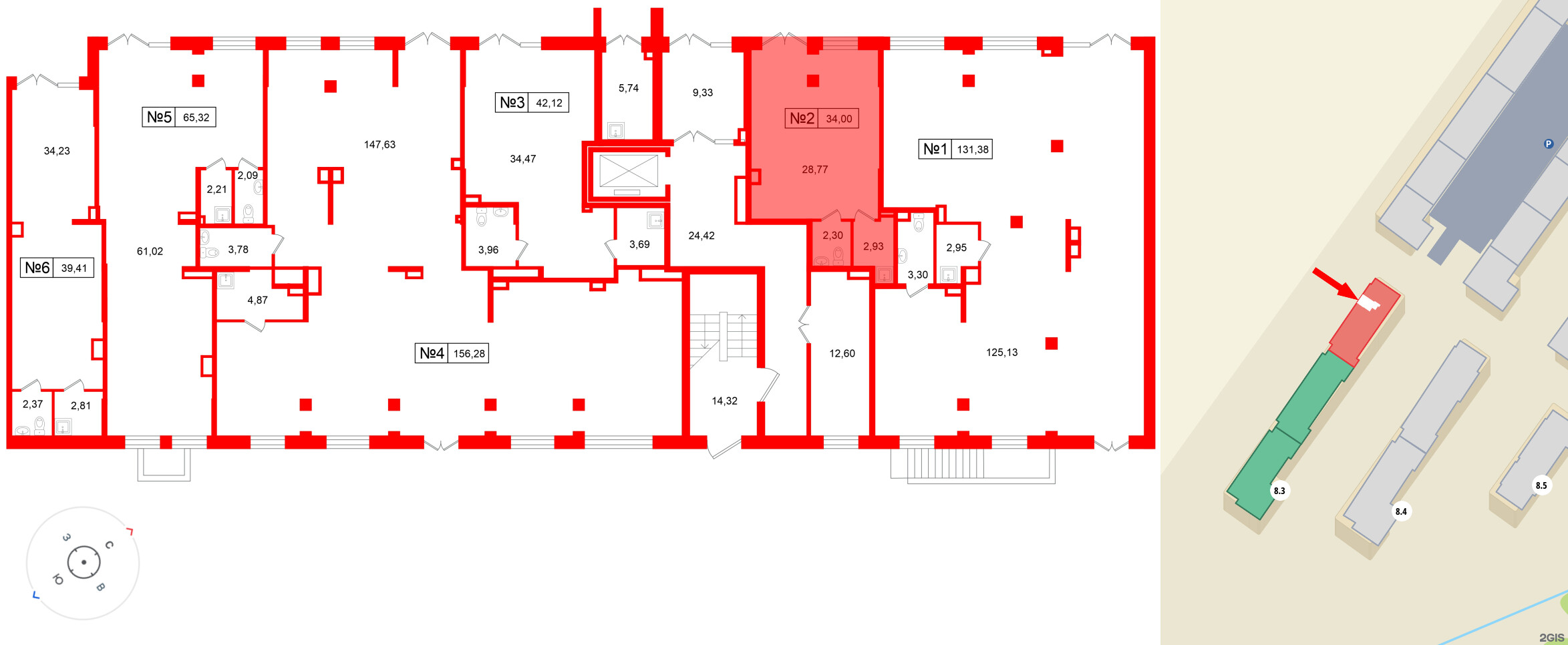Помещение в ЖК Парадный ансамбль, 34 м², 1 этаж