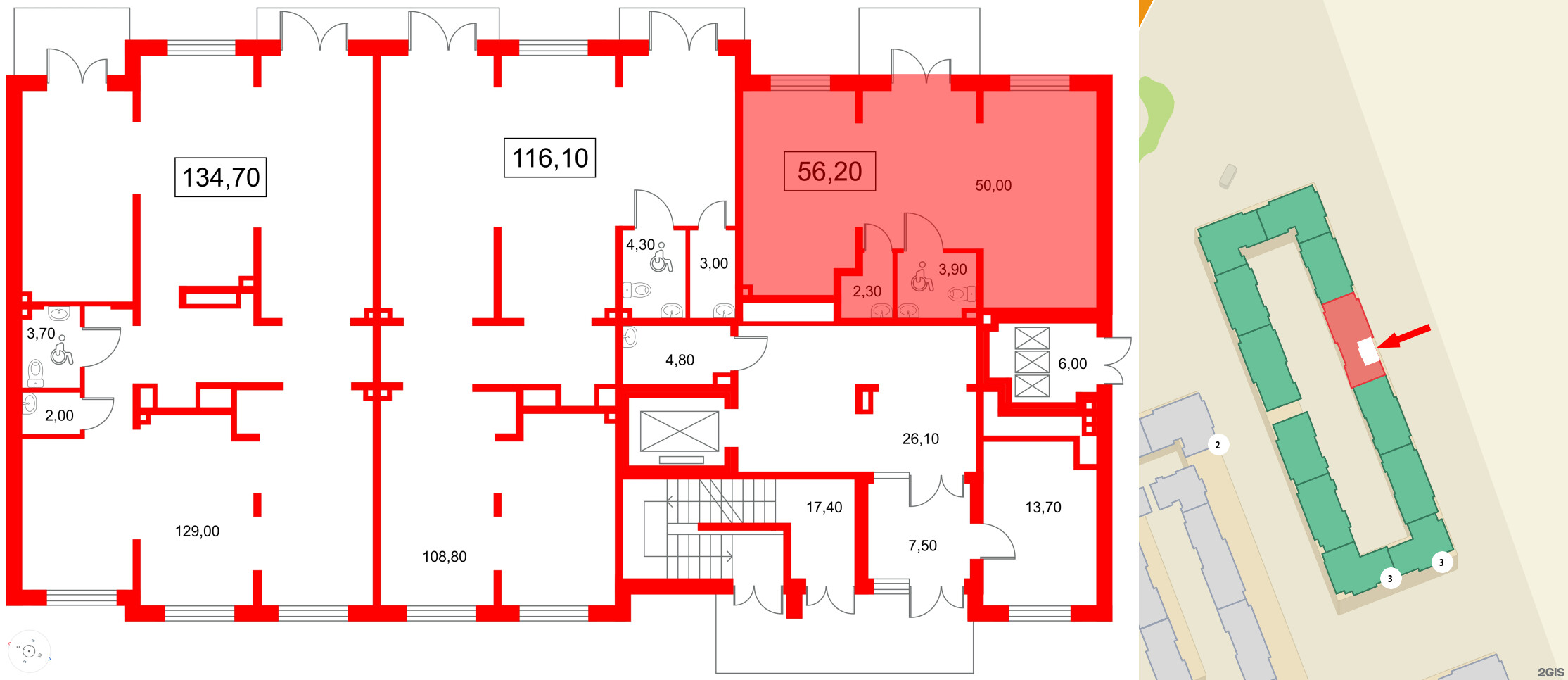 Помещение в ЖК Пулково Lake., 56.2 м², 1 этаж