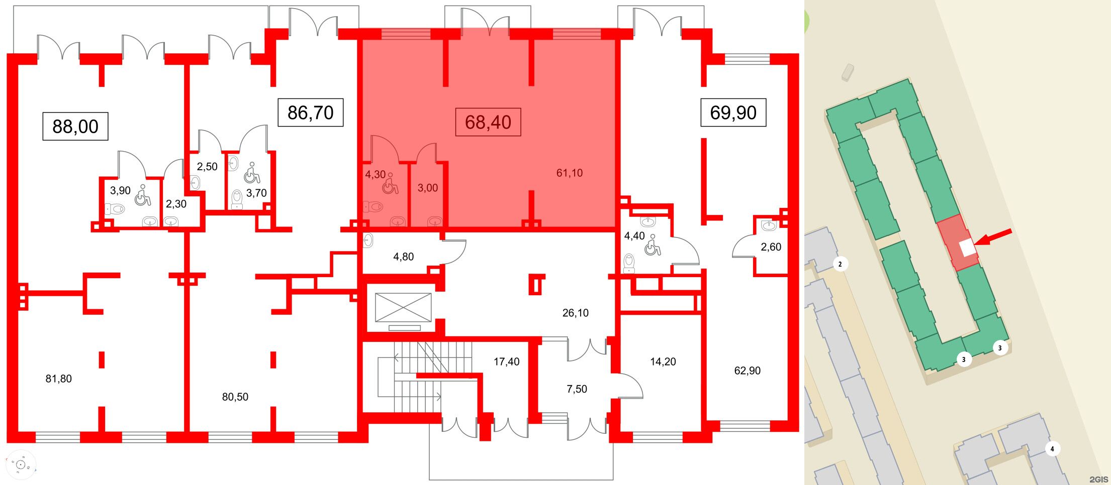 Помещение в ЖК Пулково Lake., 68.4 м², 1 этаж