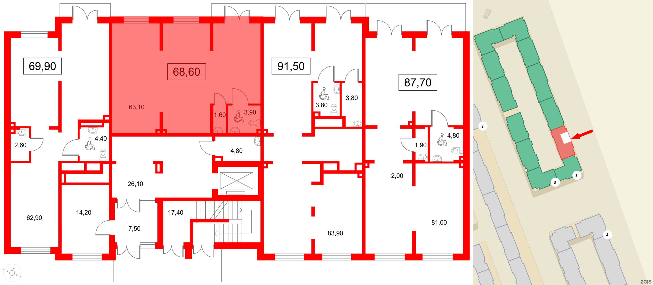 Помещение в ЖК Пулково Lake., 68.6 м², 1 этаж