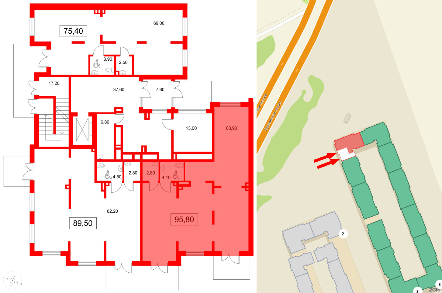 Помещение в ЖК Пулково Lake., 95.8 м², 1 этаж