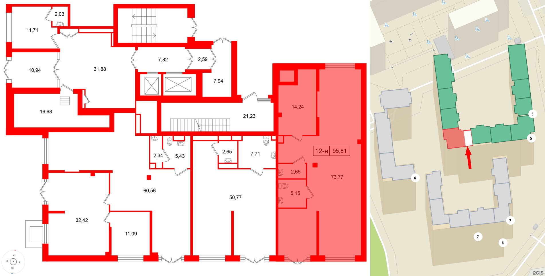 Помещение в ЖК Цивилизация на Неве, 95.81 м², 1 этаж