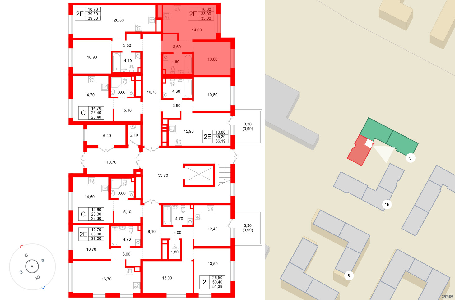 Квартира в ЖК «Плюс Пулковский», 1 комнатная, 33 м², 1 этаж