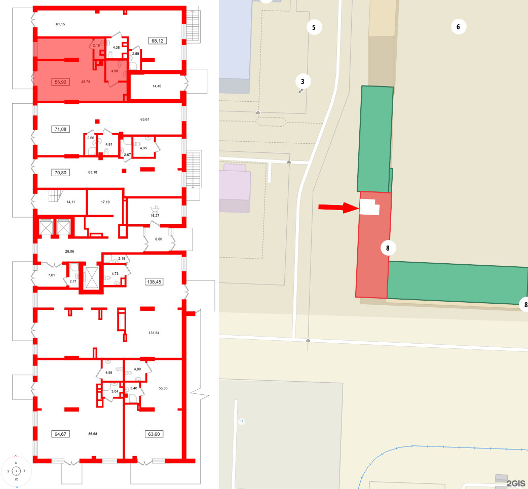 Помещение в ЖК Морская миля, 55.92 м², 1 этаж