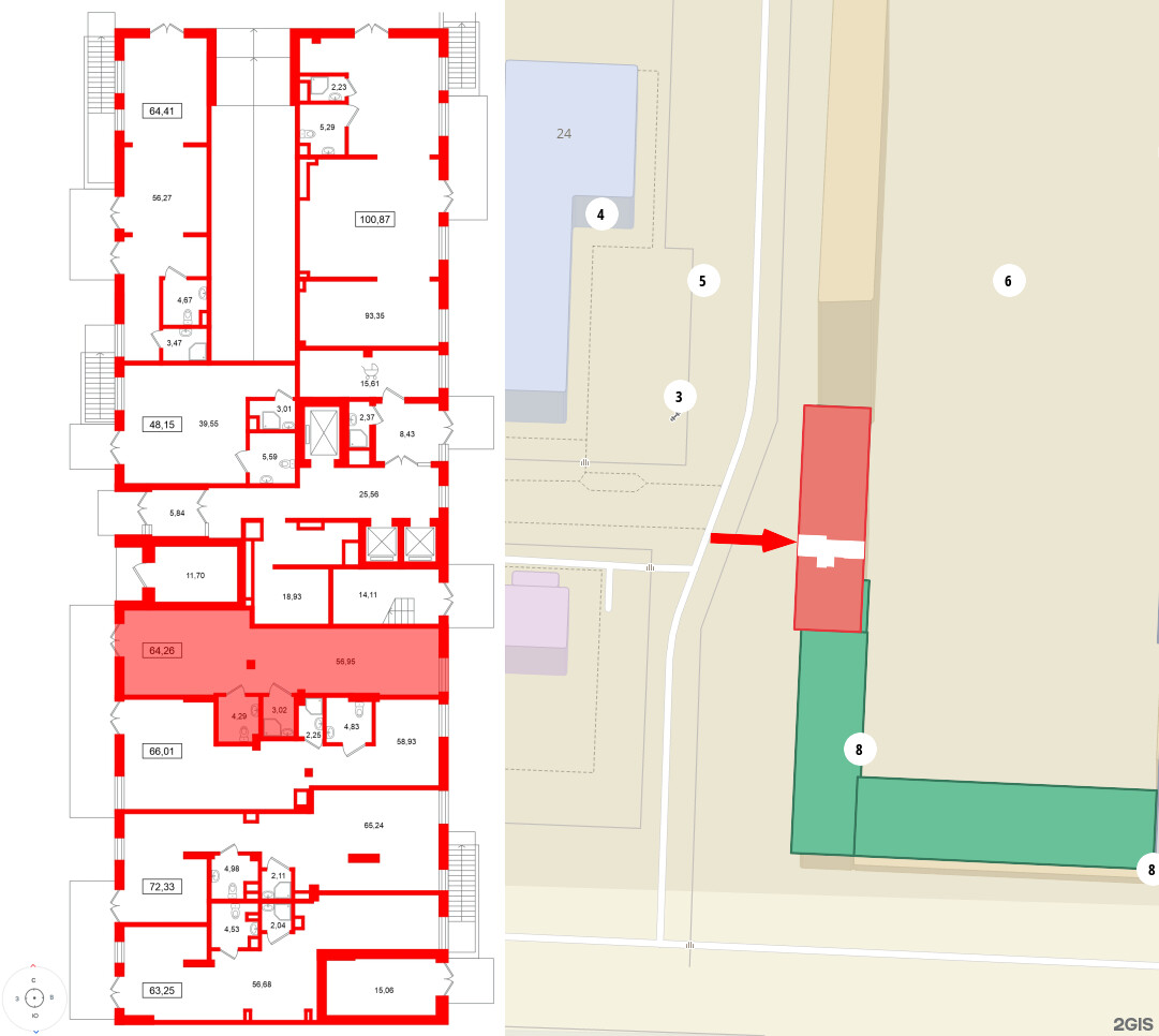 Помещение в ЖК Морская миля, 64.26 м², 1 этаж