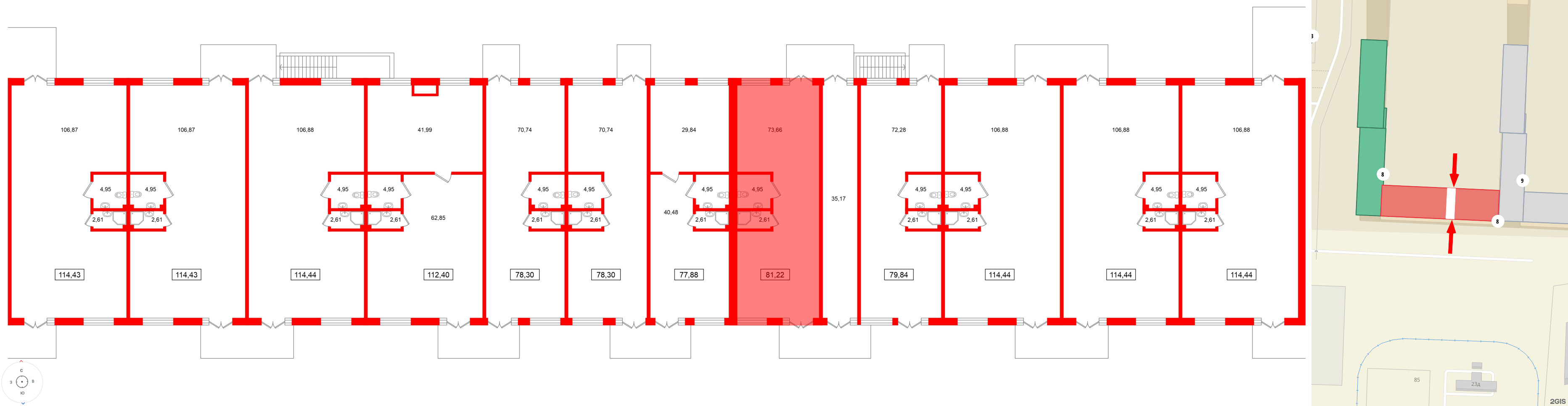 Помещение в ЖК Морская миля, 81.22 м², 1 этаж