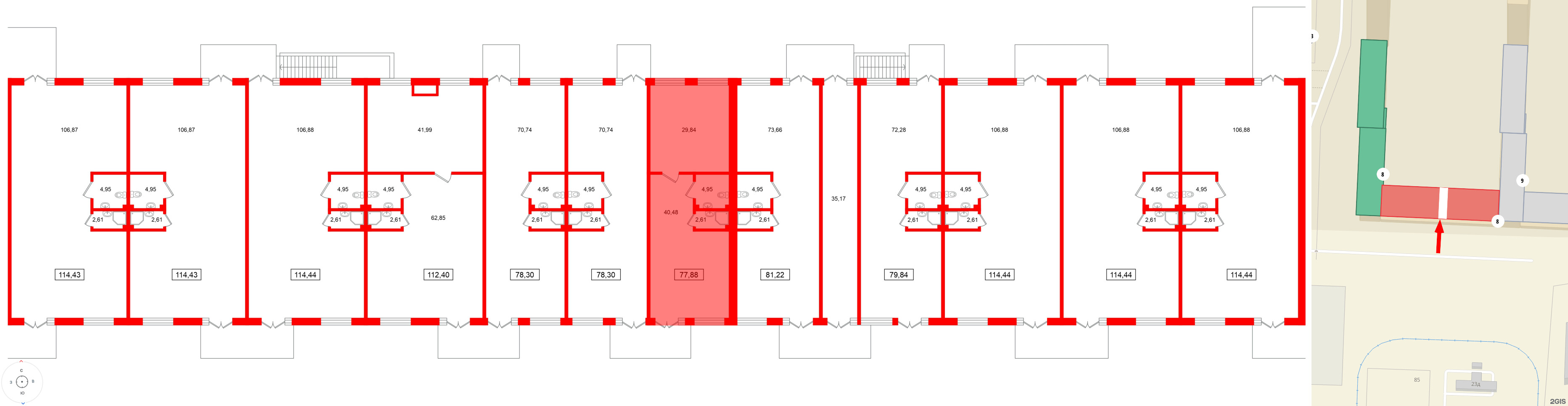 Помещение в ЖК Морская миля, 77.88 м², 1 этаж