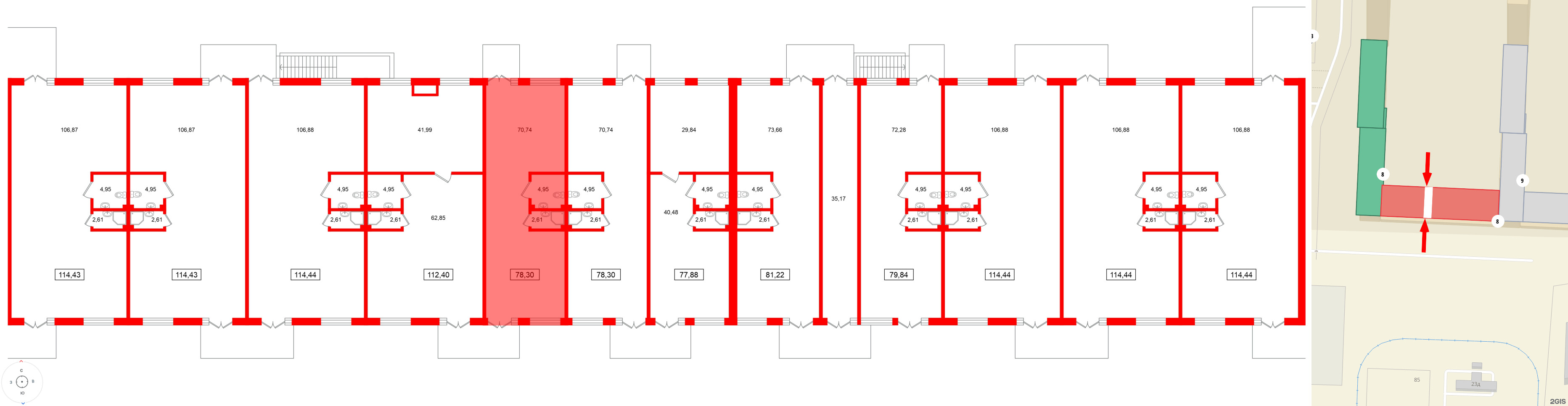 Помещение в ЖК Морская миля, 78.3 м², 1 этаж
