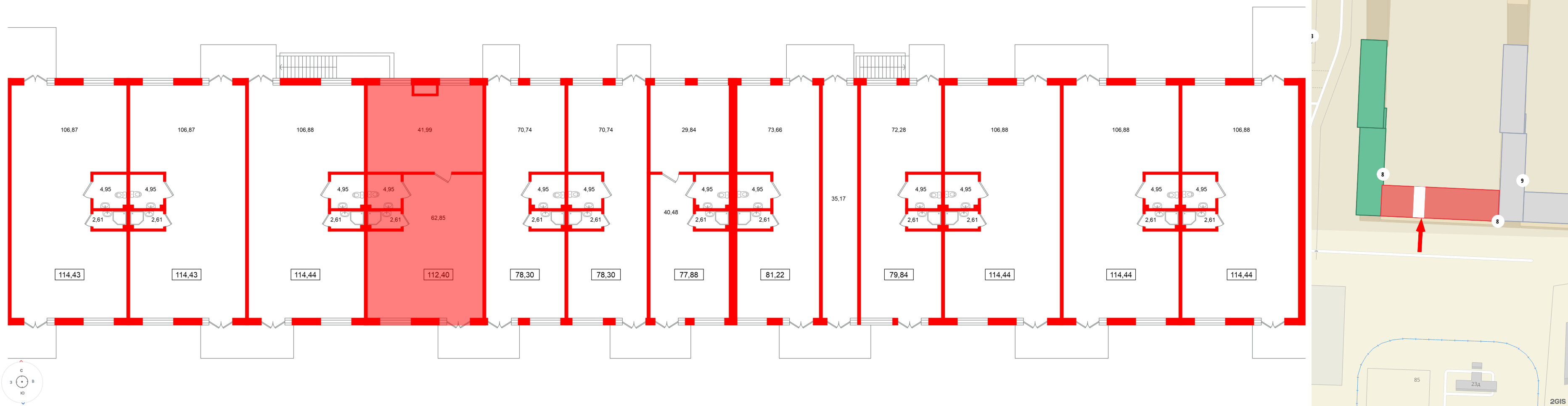 Помещение в ЖК Морская миля, 112.4 м², 1 этаж