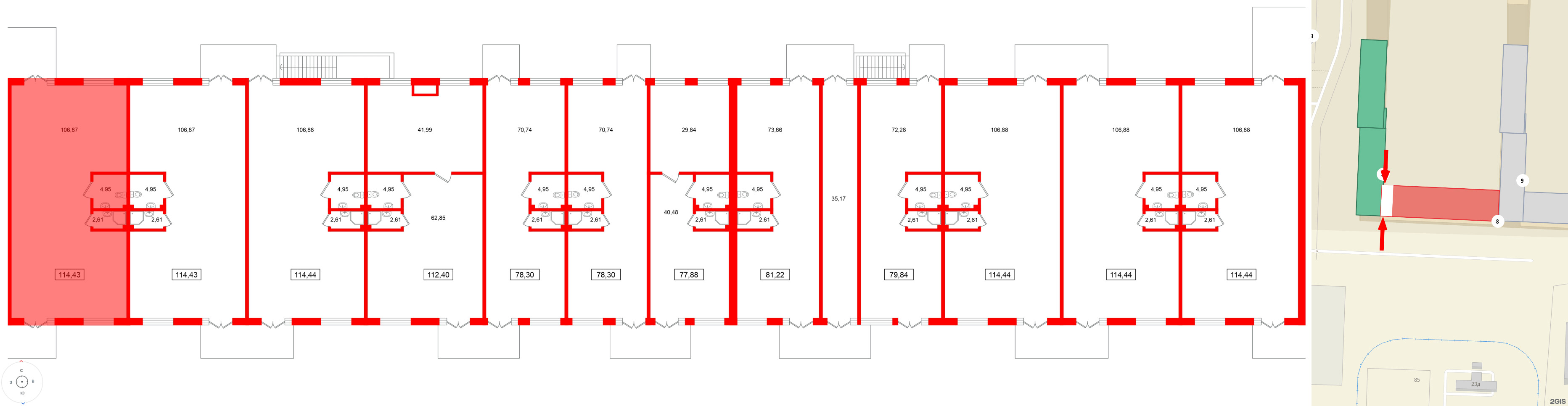 Помещение в ЖК Морская миля, 114.43 м², 1 этаж