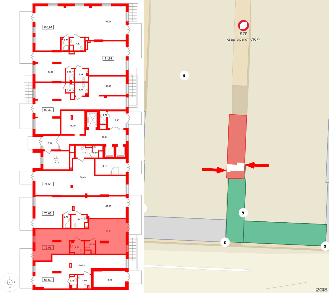 Помещение в ЖК Морская миля, 76.95 м², 1 этаж