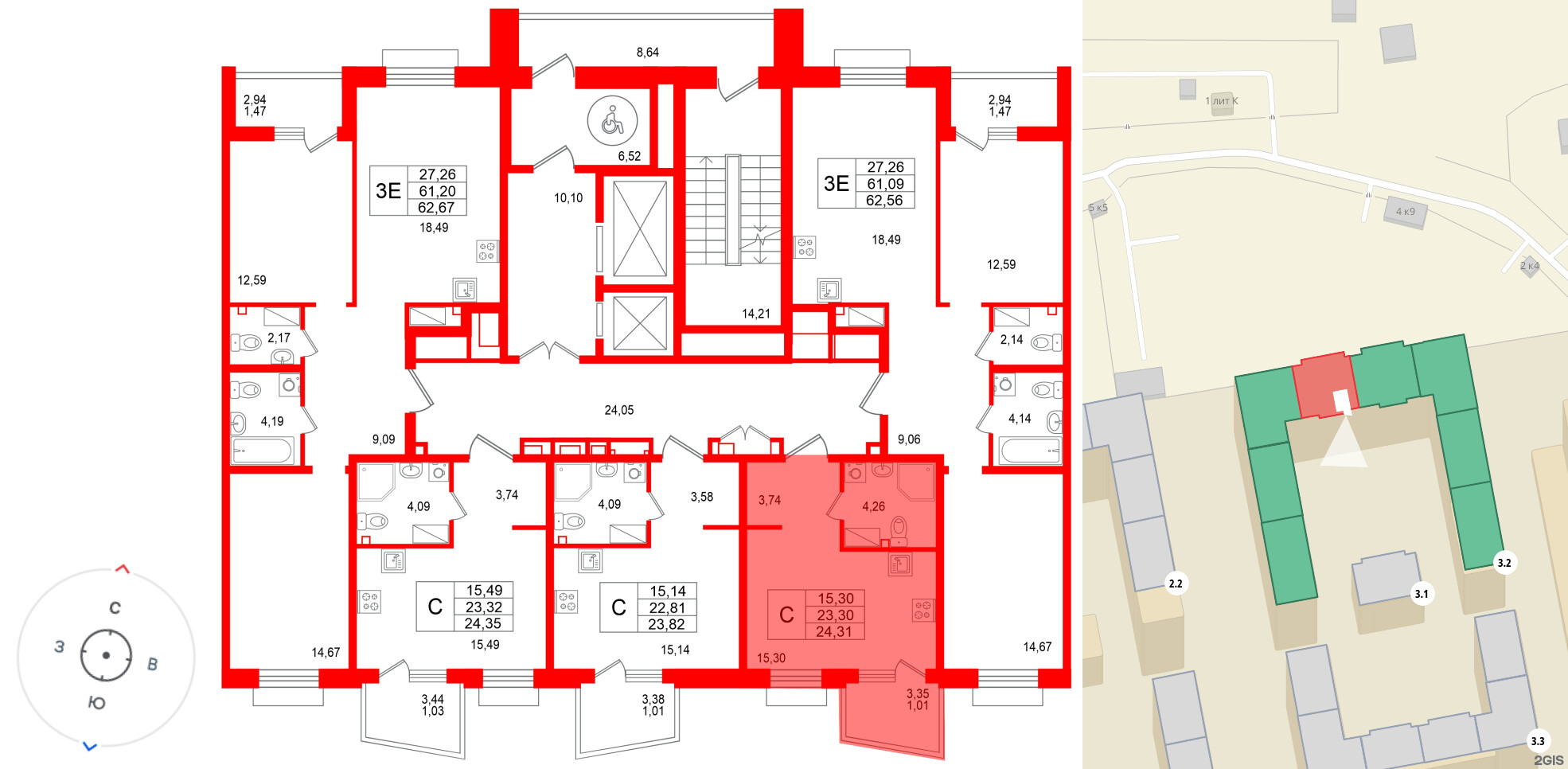 Квартира в ЖК «Респект», студия, 24.31 м², 4 этаж