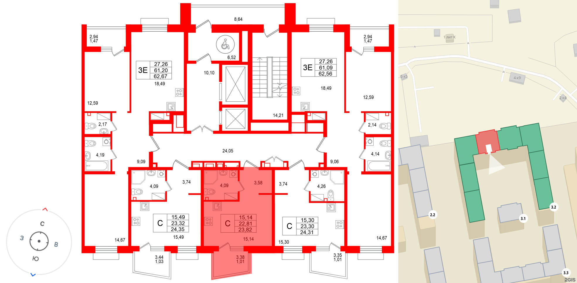 Квартира в ЖК «Респект», студия, 23.82 м², 11 этаж