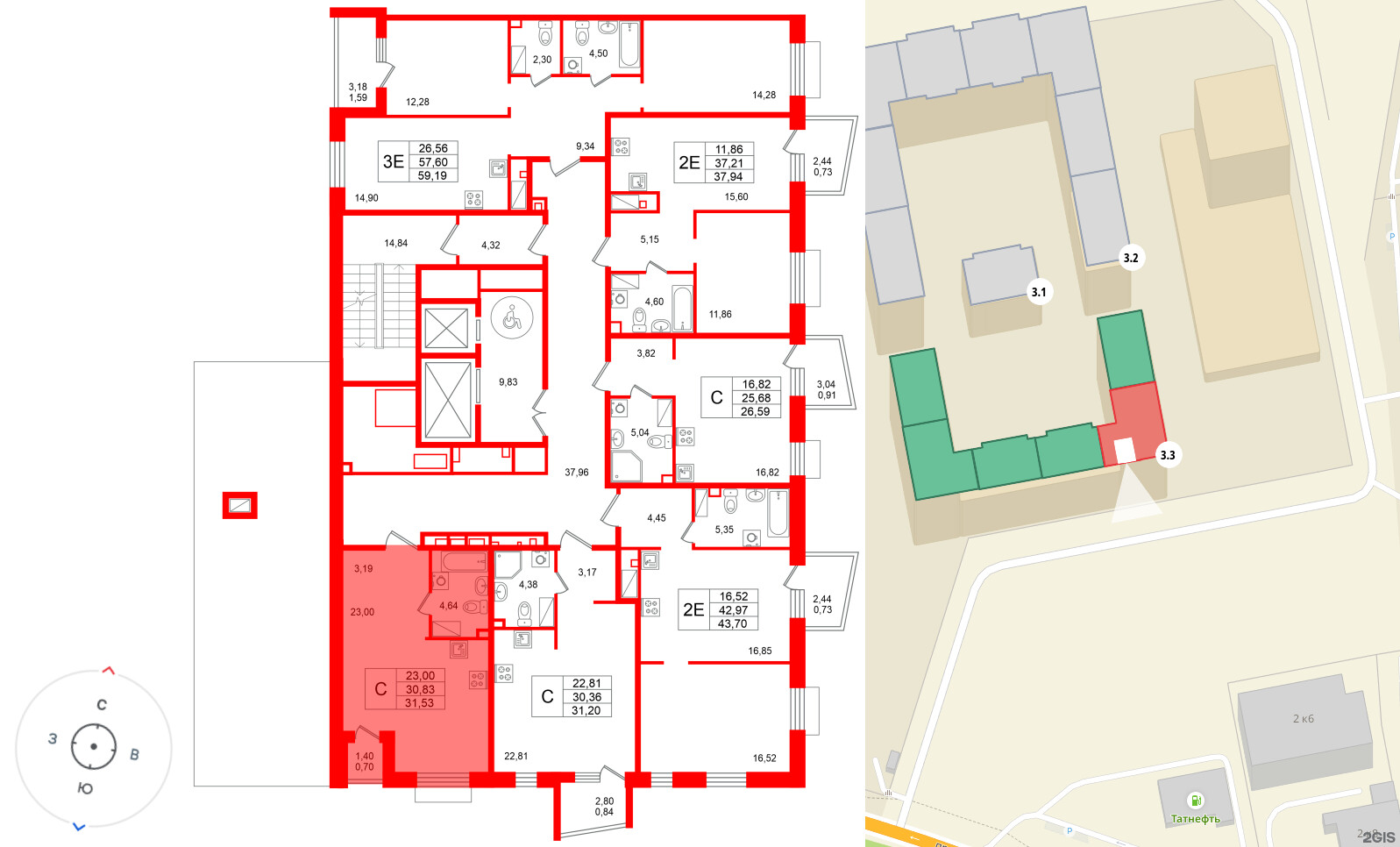Квартира в ЖК «Респект», студия, 31.53 м², 11 этаж