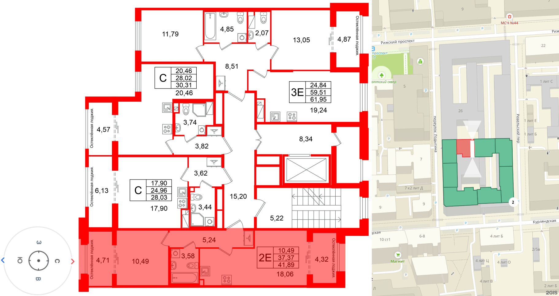 Квартира в ЖК Кристалл Холл, 1 комнатная, 37.37 м², 3 этаж