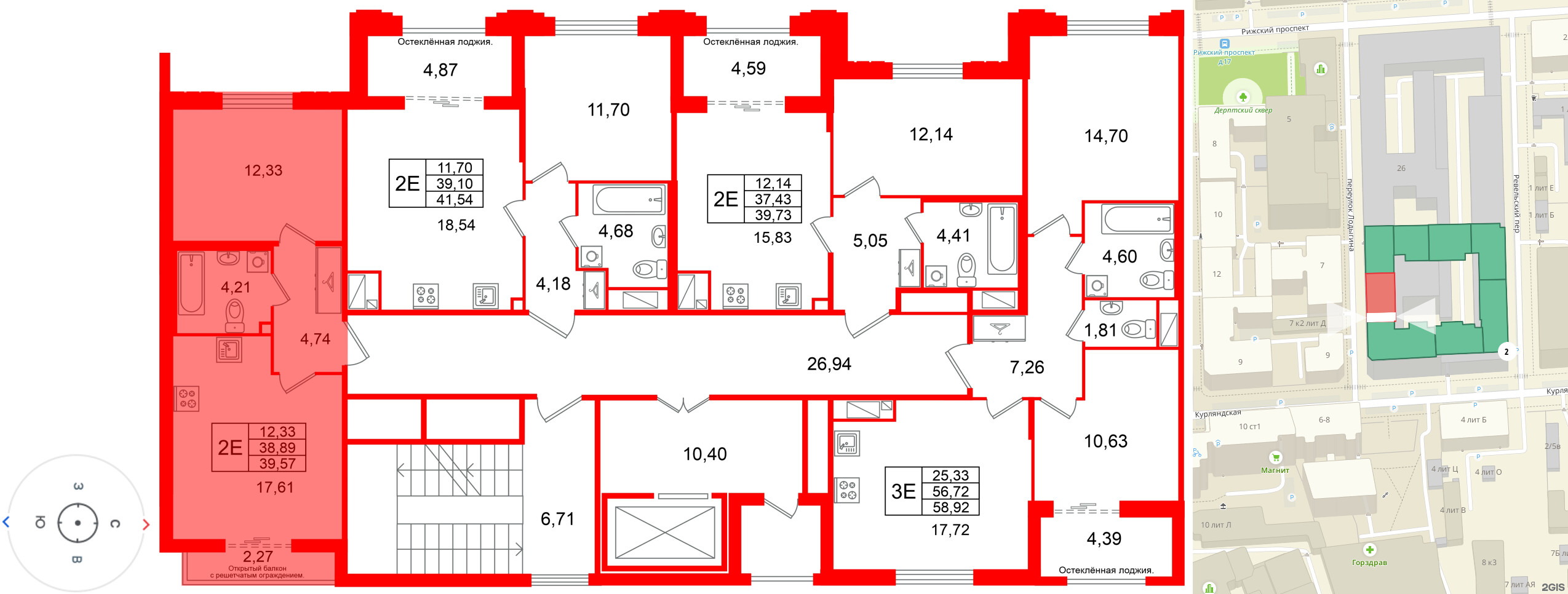 Квартира в ЖК Кристалл Холл, 1 комнатная, 38.89 м², 3 этаж