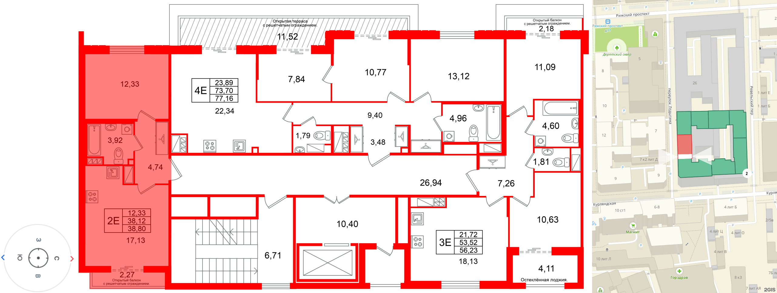 Квартира в ЖК Кристалл Холл, 1 комнатная, 38.12 м², 6 этаж