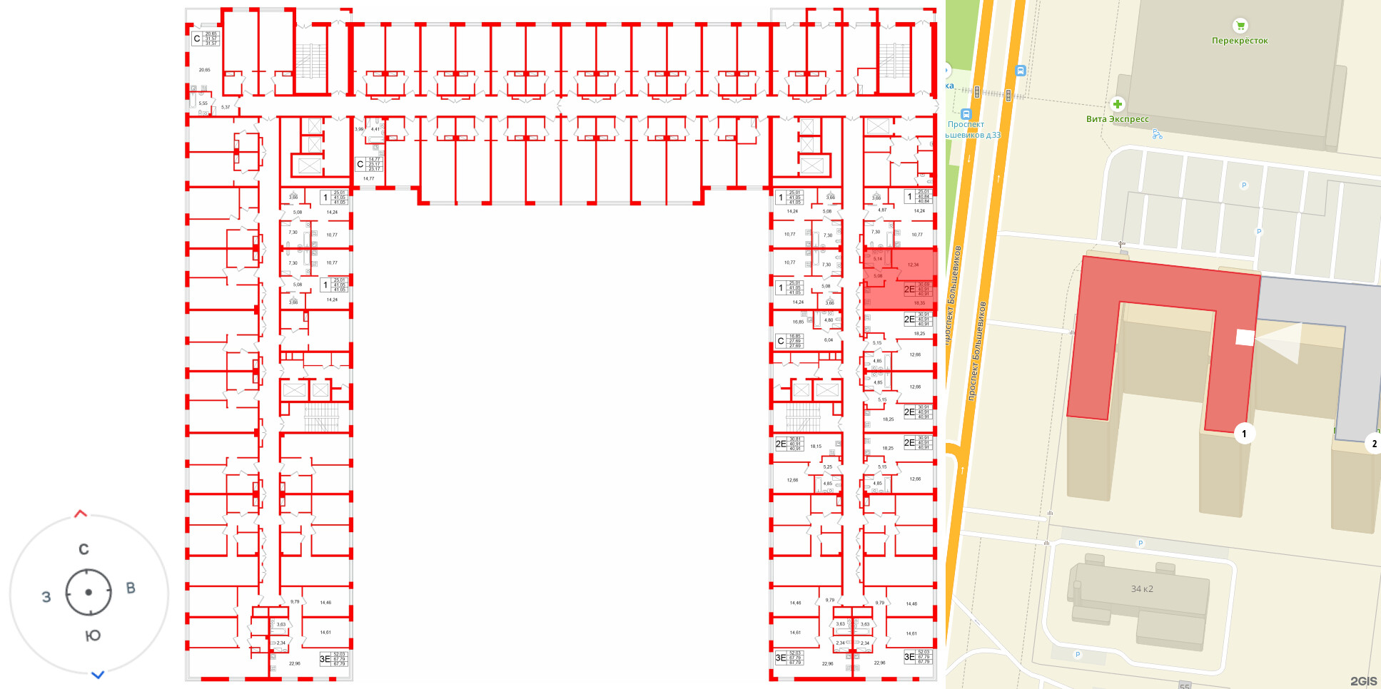 Апартаменты в ЖК Про.Молодость, 1 комнатные, 40.91 м², 10 этаж