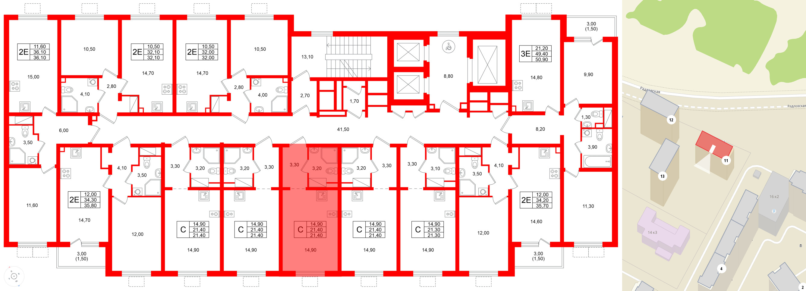 Квартира в ЖК «Ручьи–2», студия, 21.4 м², 18 этаж