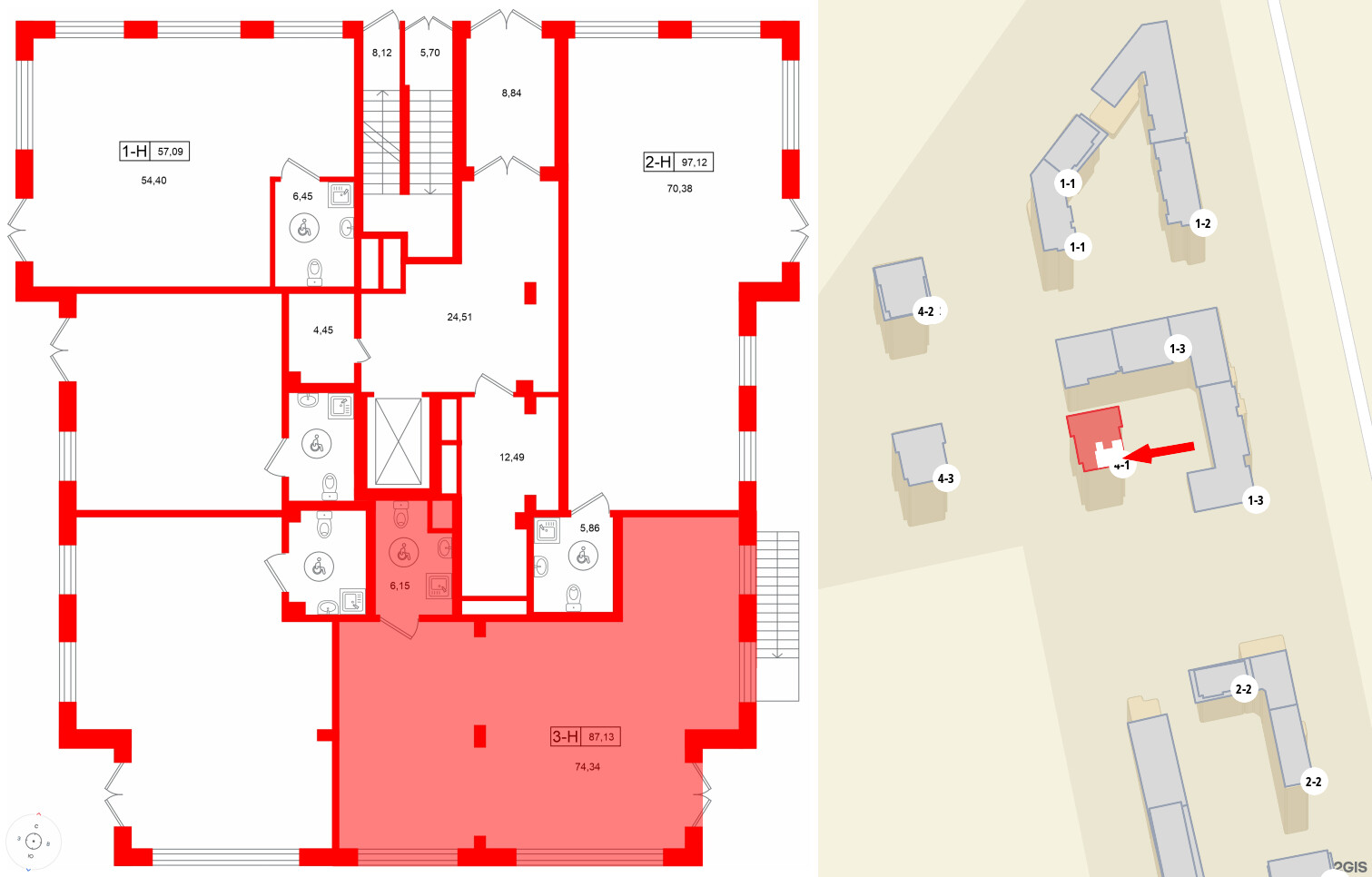 Помещение в ЖК Город спутник Южный., 87.13 м²