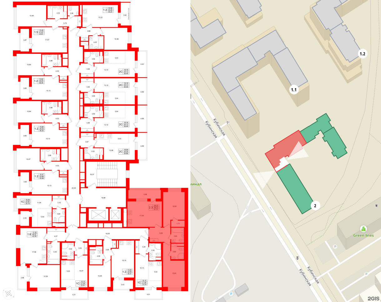 Квартира в ЖК Титул в Московском, 2 комнатная, 58.23 м², 9 этаж
