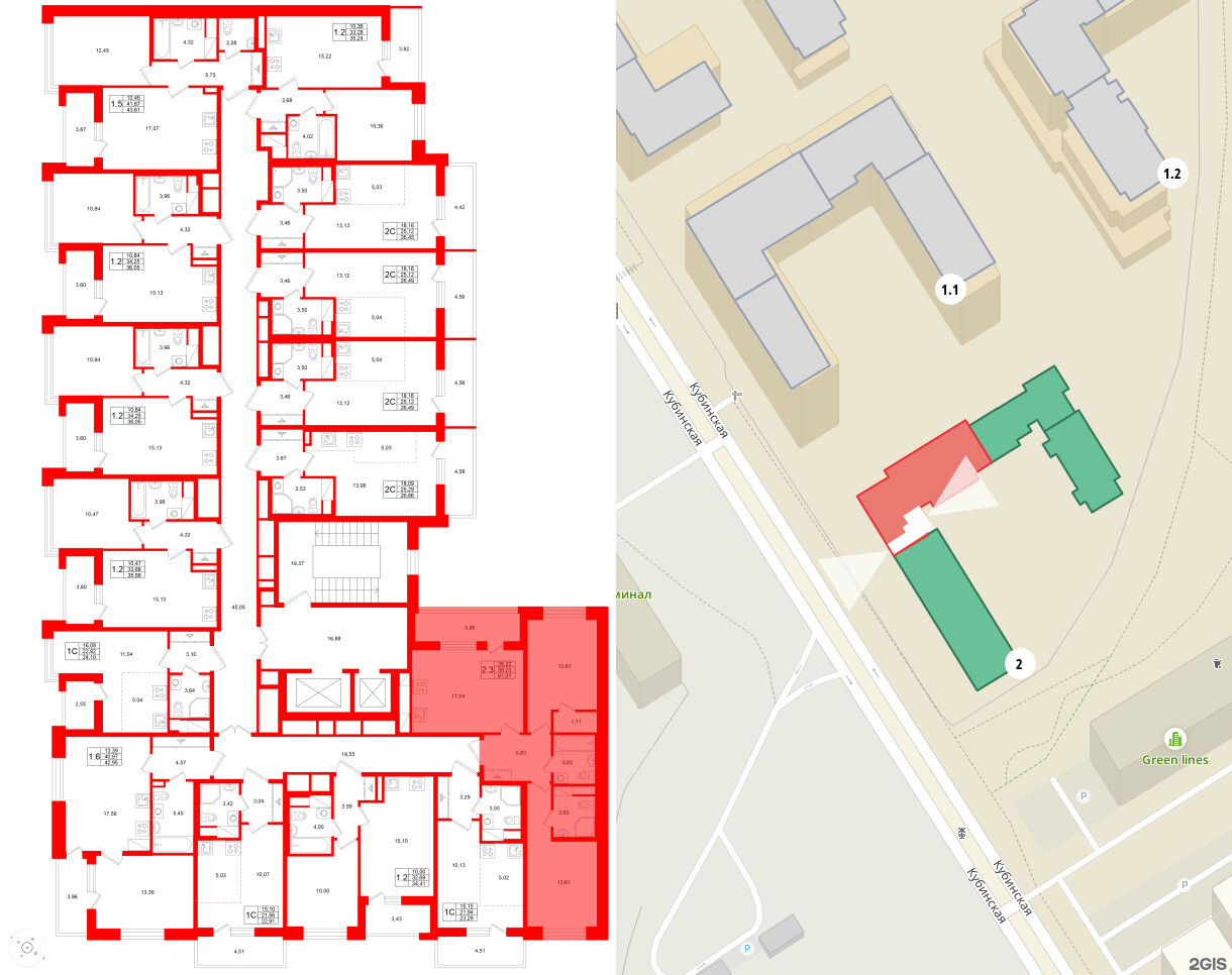 Квартира в ЖК Титул в Московском, 2 комнатная, 58.23 м², 10 этаж