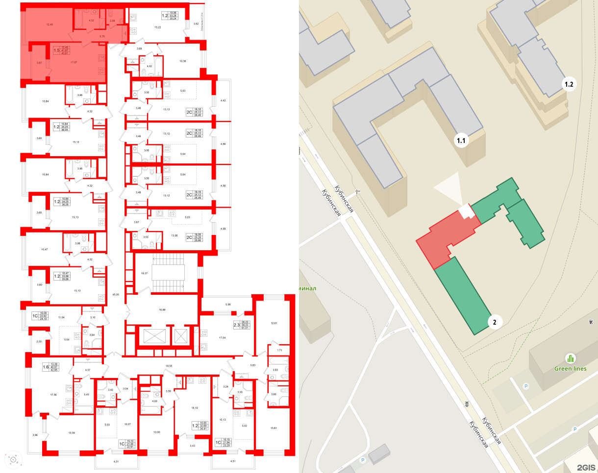 Квартира в ЖК Титул в Московском, 1 комнатная, 41.67 м², 7 этаж