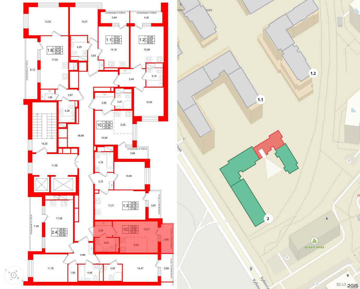 Квартира в ЖК Титул в Московском, 2 комнатная, 58.83 м², 9 этаж