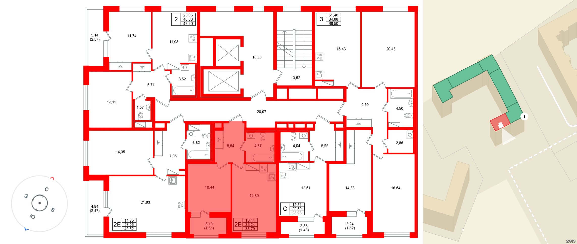 Квартира в ЖК «Аквилон Солар», 1 комнатная, 36.79 м², 10 этаж