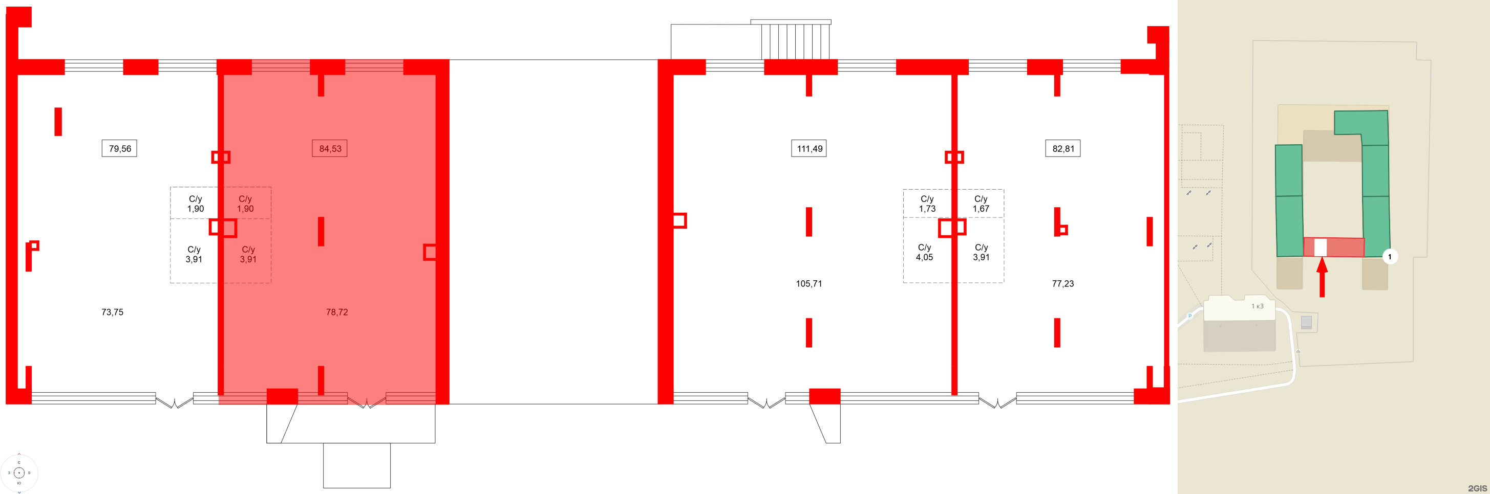 Помещение в ЖК Аквилон VERBA, 84.53 м², 1 этаж
