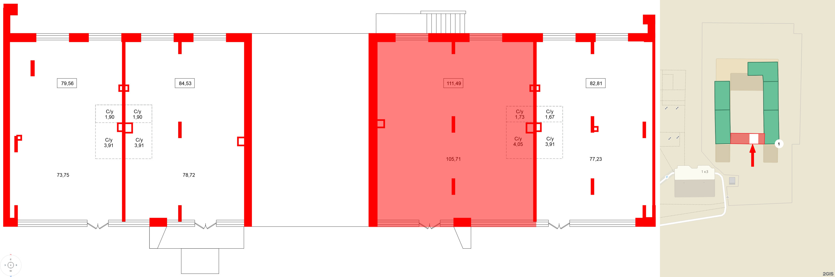 Помещение в ЖК Аквилон VERBA, 111.49 м², 1 этаж