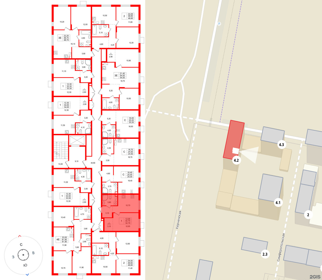 Квартира в ЖК «А101 Всеволожск», 1 комнатная, 32.7 м², 3 этаж