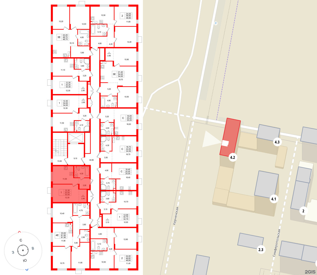 Квартира в ЖК «А101 Всеволожск», 1 комнатная, 33.5 м², 4 этаж