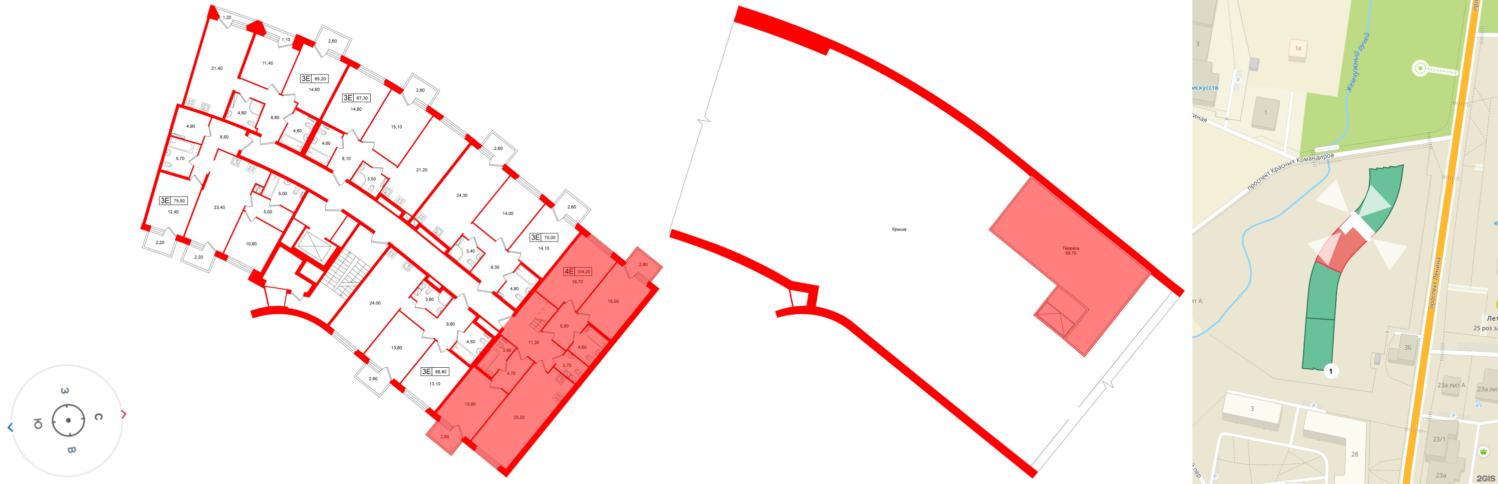 Квартира в ЖК «Цвет Зеленогорска», 3 комнатная, 104.2 м², 4 этаж
