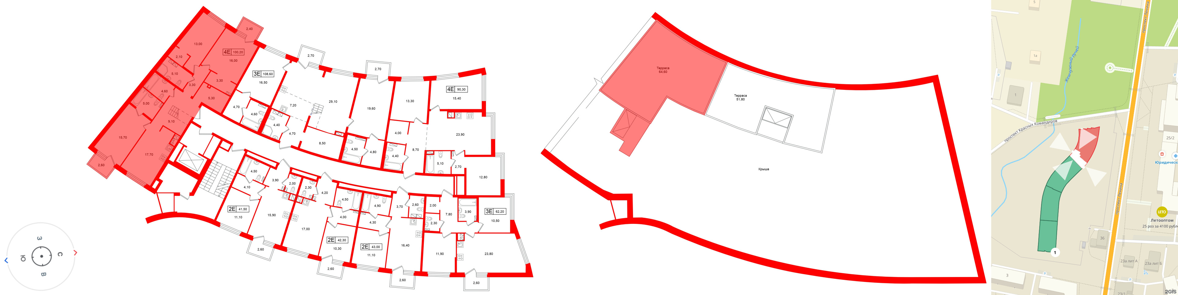 Квартира в ЖК «Цвет Зеленогорска», 3 комнатная, 100.2 м², 4 этаж