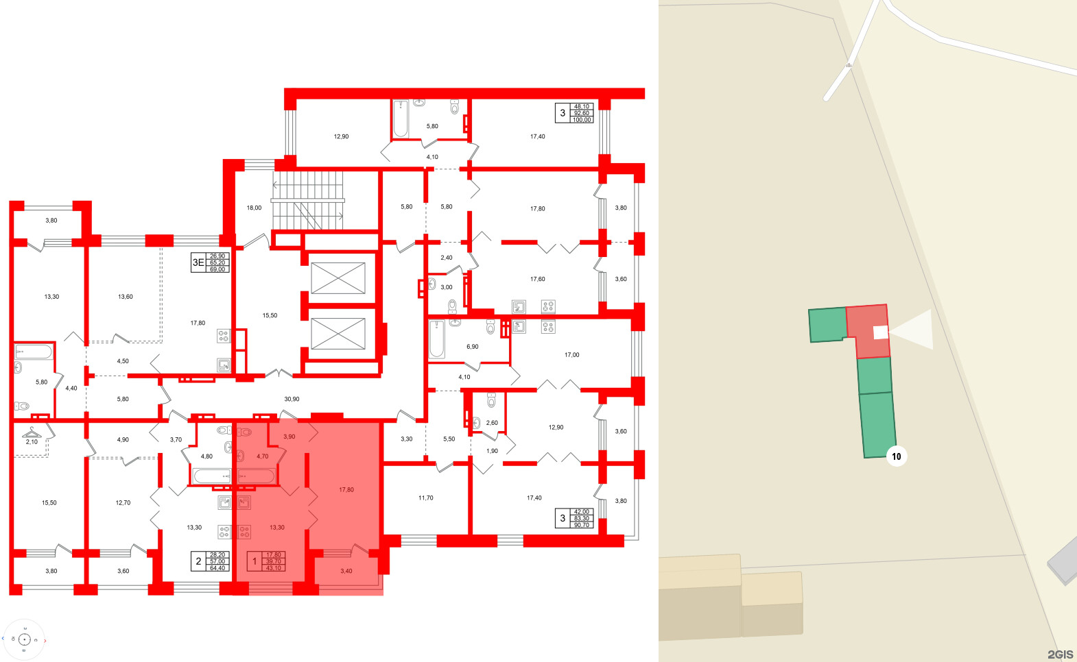 Квартира в ЖК Сибирь, 1 комнатная, 43.1 м², 7 этаж