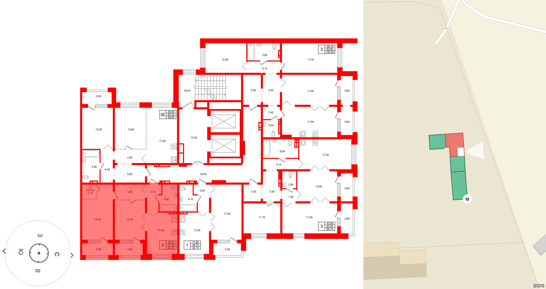 Квартира в ЖК Сибирь, 2 комнатная, 64.4 м², 5 этаж